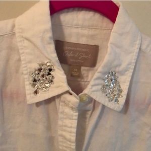 Banana Republic white top with rhinestones